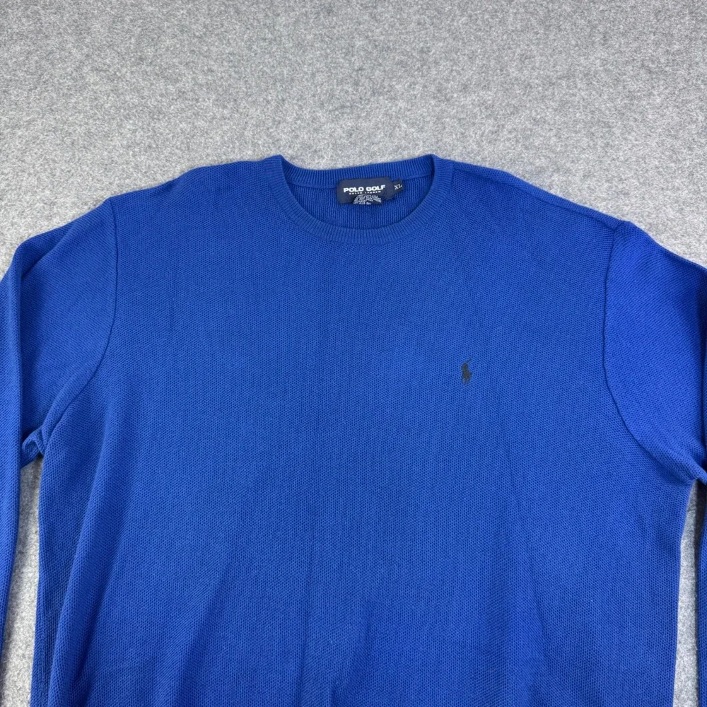 Polo Golf Ralph Lauren Mens XL Royal Blue Cotton Crewneck Knit Sweater Pony Logo